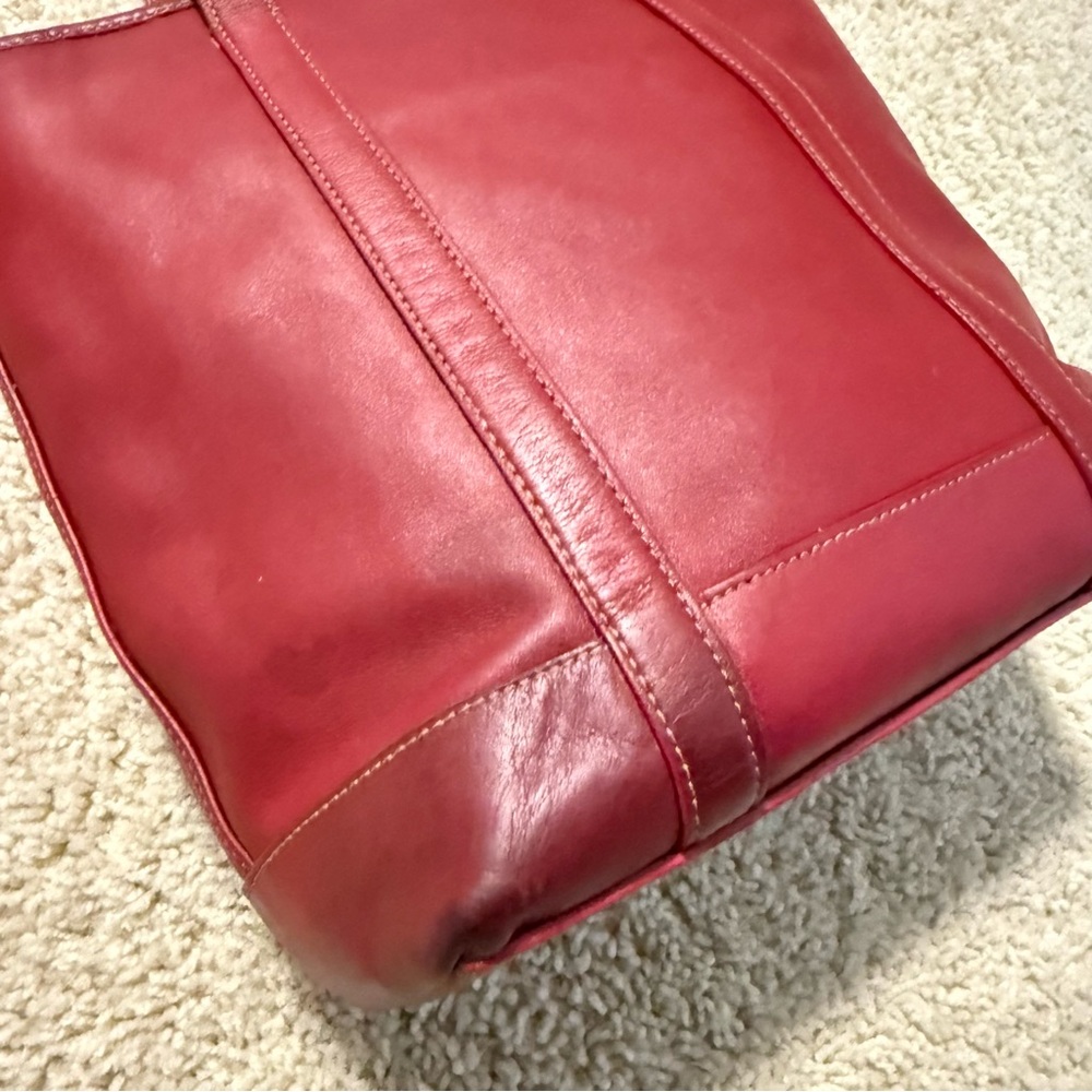 Vintage Coach Red Leather Tote Bag 5187 - Picture 4 of 8